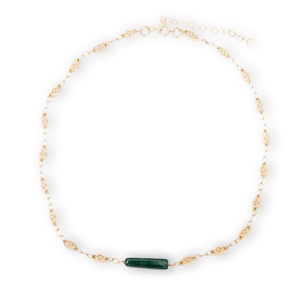 Gold necklace with aventurine stone