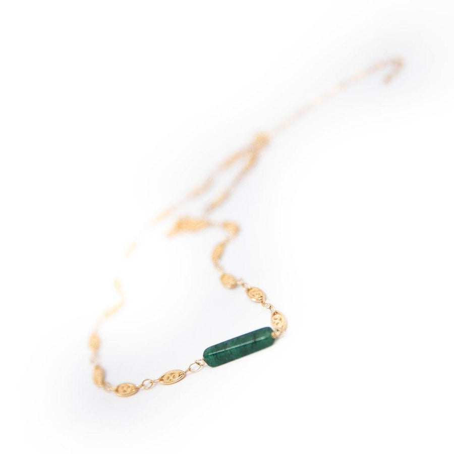 Gold necklace with aventurine stone